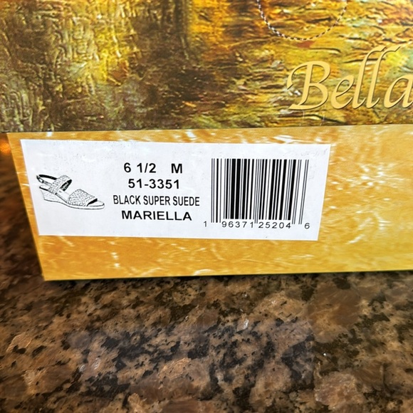 Bella Vita Mariela black suede espadrilles 2” wedge sandal NIB 6.5 - Picture 9 of 10